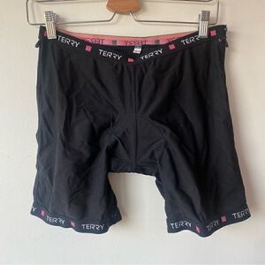 terry size large padded bike shorts in black